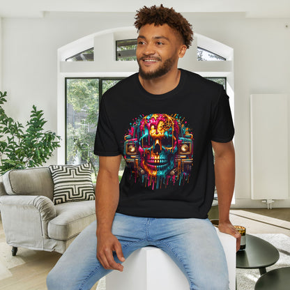 Colorful Skull & Car Adult T-shirt