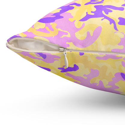 Peach Sorbet Camo Throw Pillow