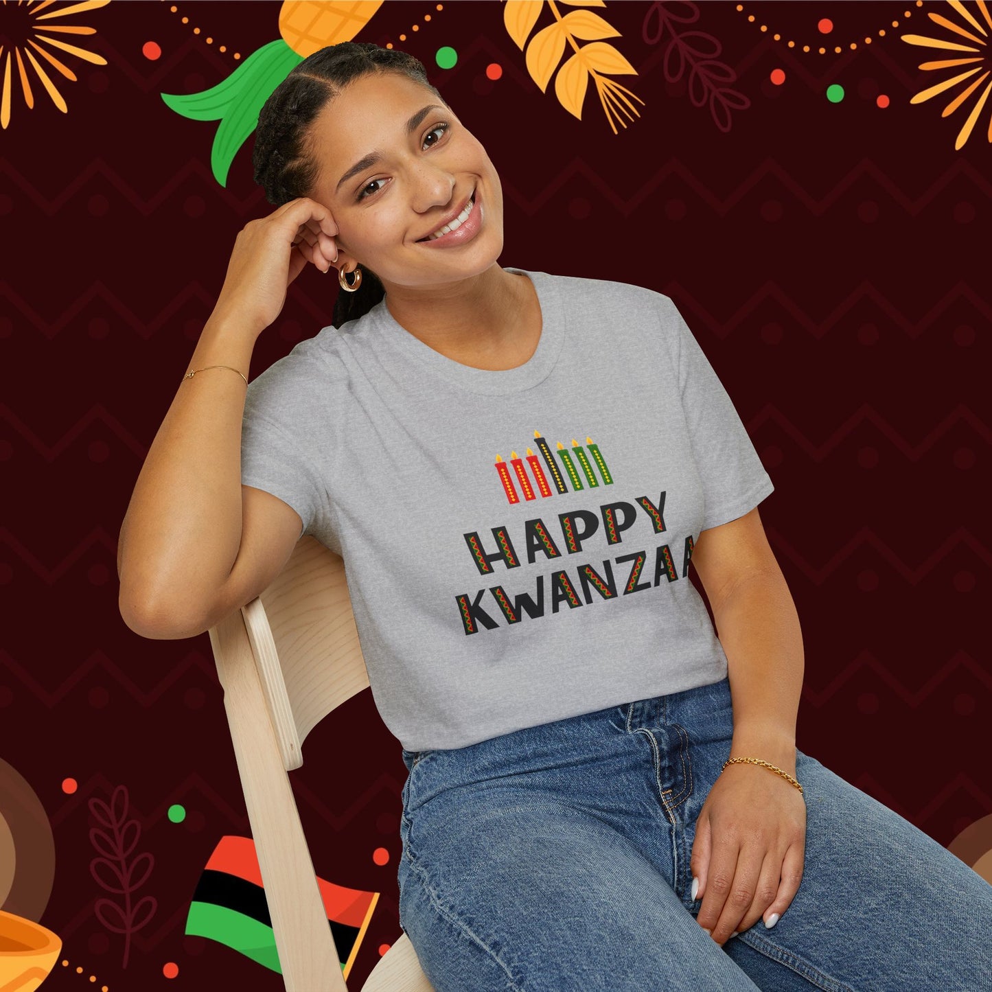 Happy Kwanzaa (Kinara) Adult T-shirt