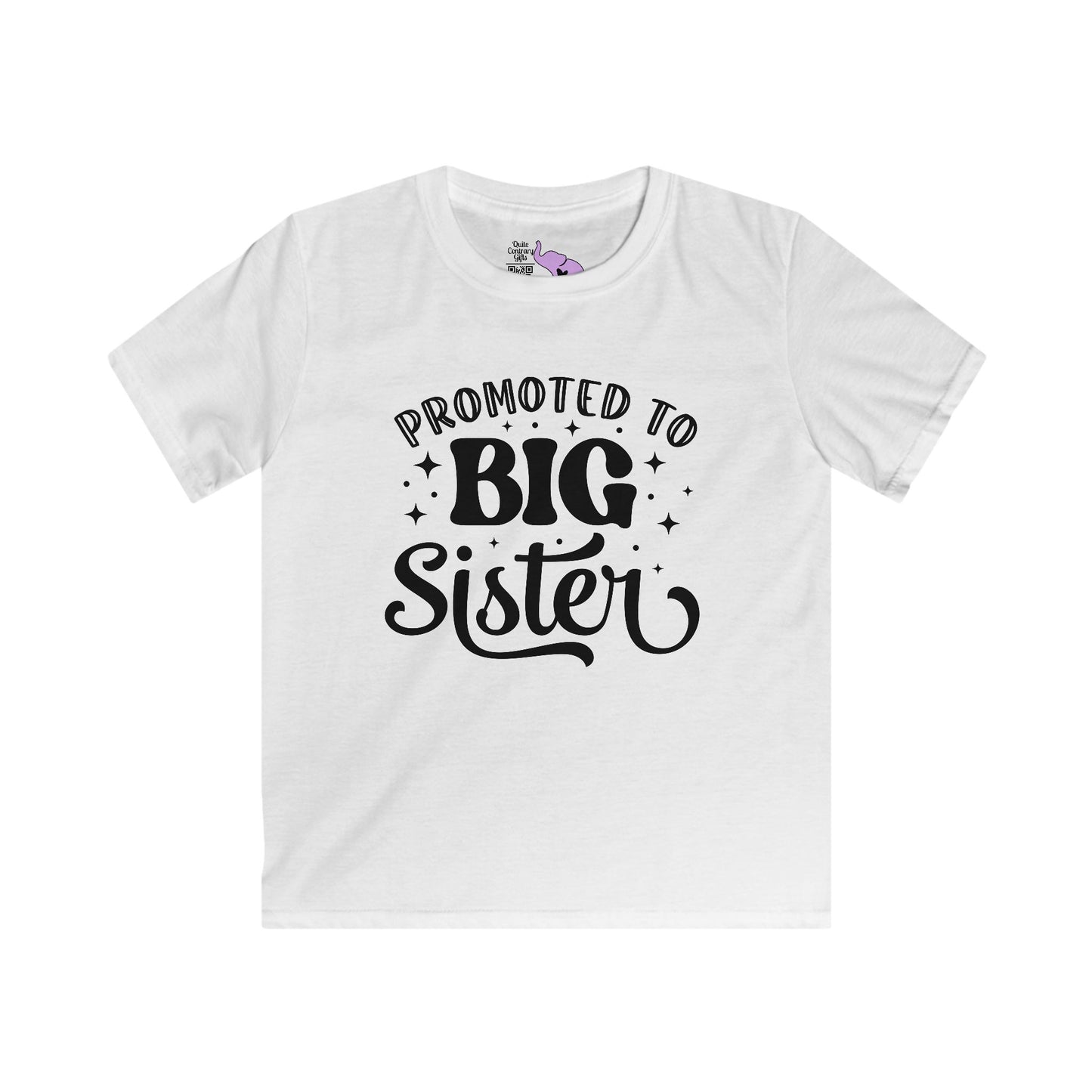 Promoted to Big Sister (Script) Youth Softstyle Tee