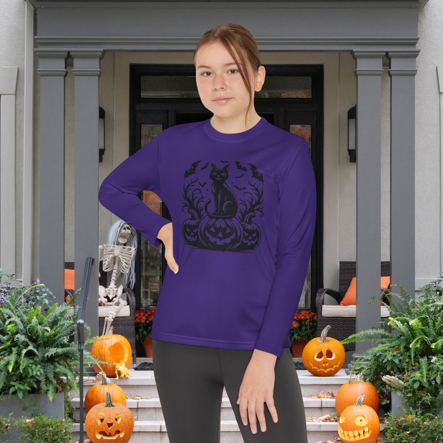 Whiskers at Witching Hour Youth Long Sleeve Tee