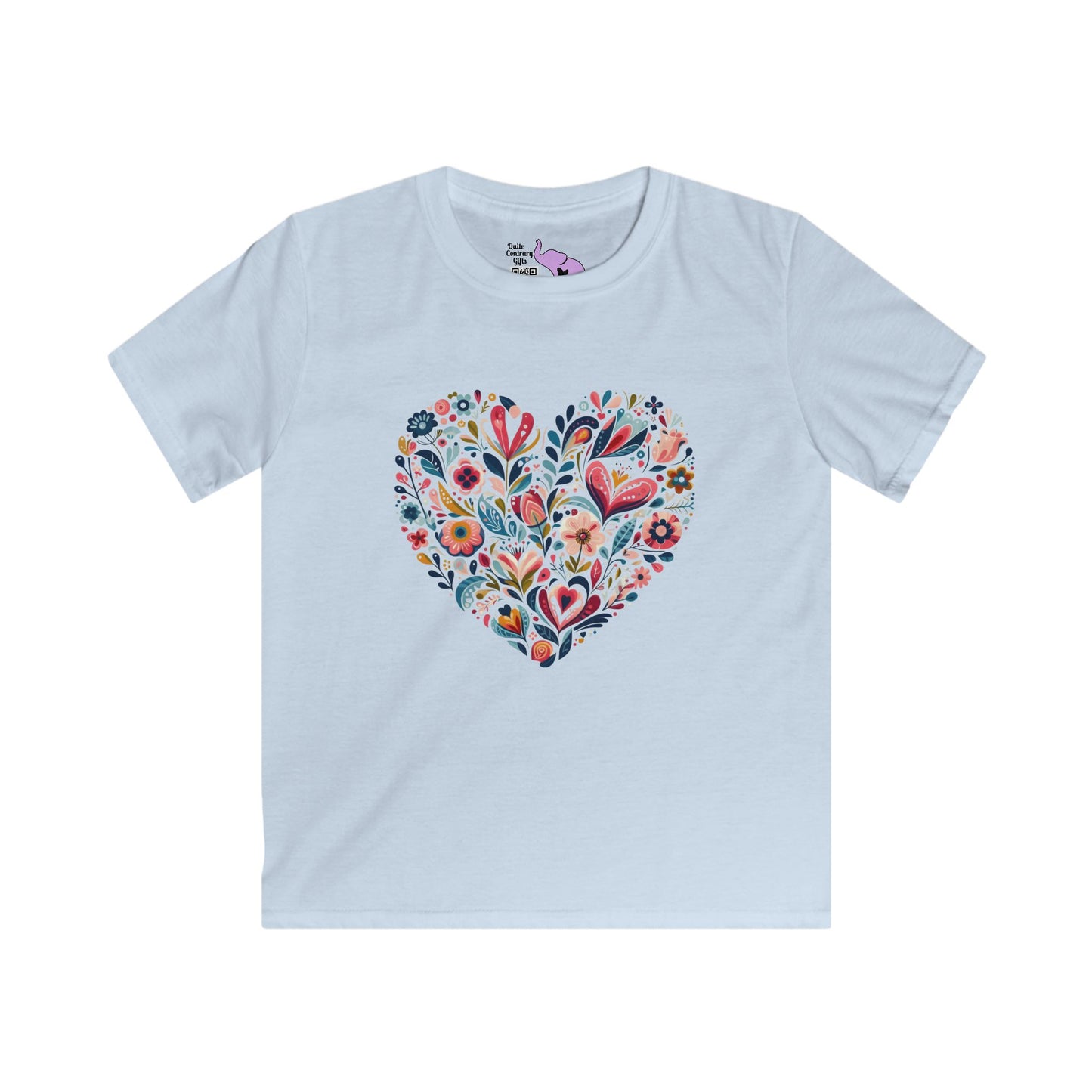 Floral Heart Youth Softstyle Tee