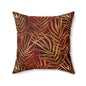Crimson Palm Veil Throw Pillow