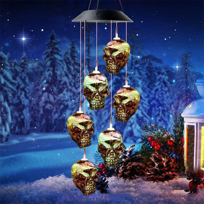 Halloween Skull Solar Powered LED Light Wind Chimes
