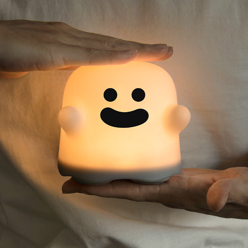 Cute Boo Ghost Silicone Bedside Night Light LED Touch Lamp