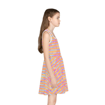 Split Spectrum Camo Girls' Sleeveless Sundress