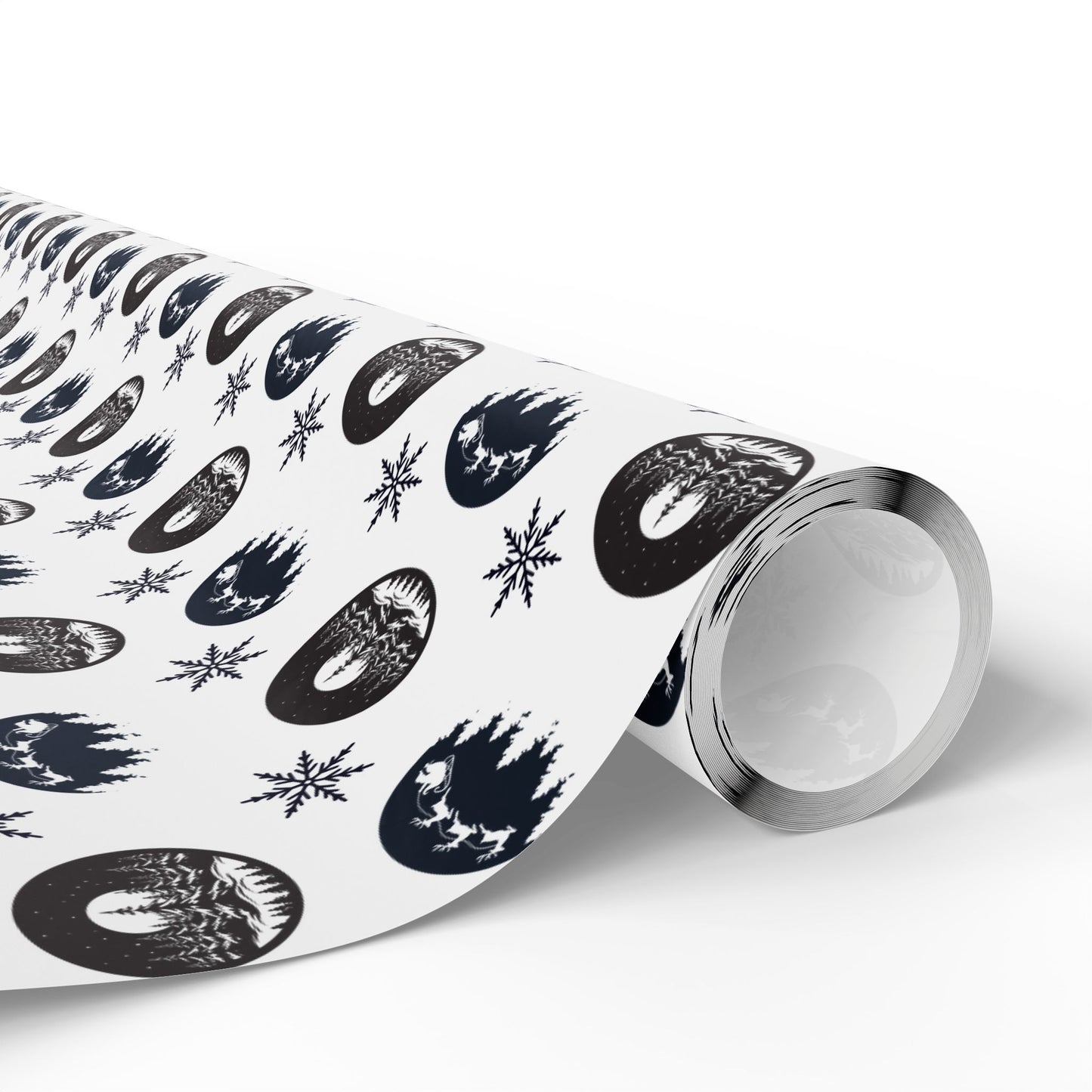 Round Christmas Nights Silhouette Wrapping Paper