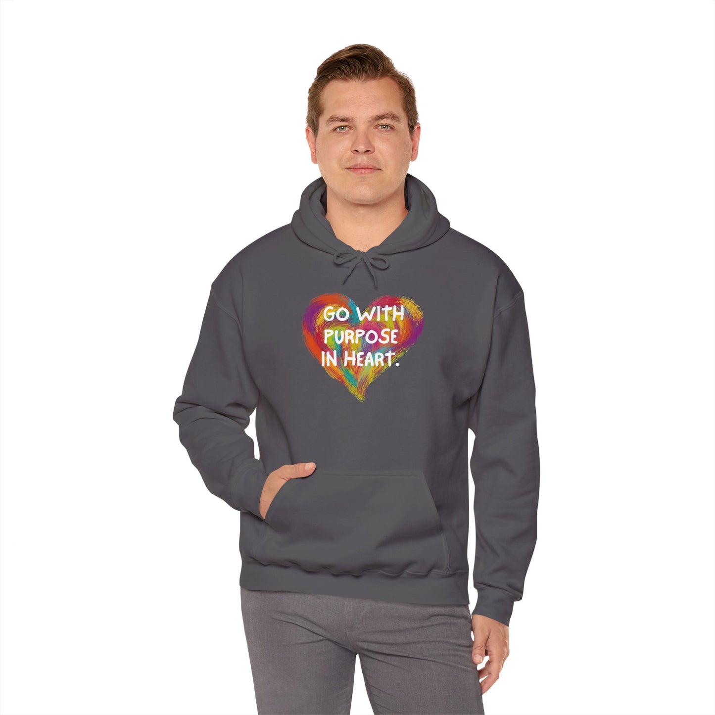 Go With Purpose In Heart Heavy Blend™ Hooded Sweatshirt