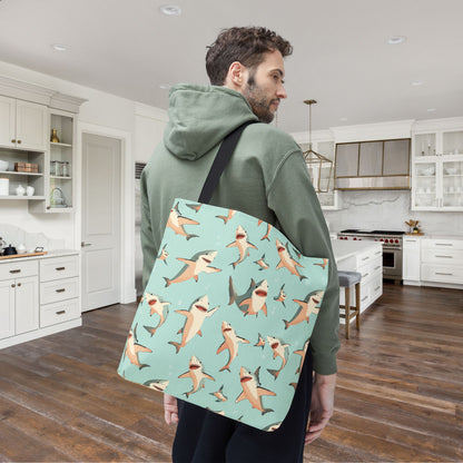 Aquamarine Sharks Canvas Tote Bag