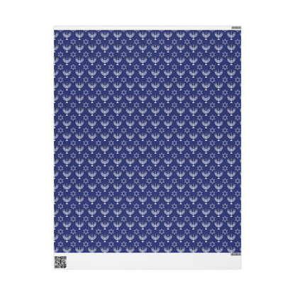 Menorah/Star of David (Blue) Hanukkah Wrapping Paper