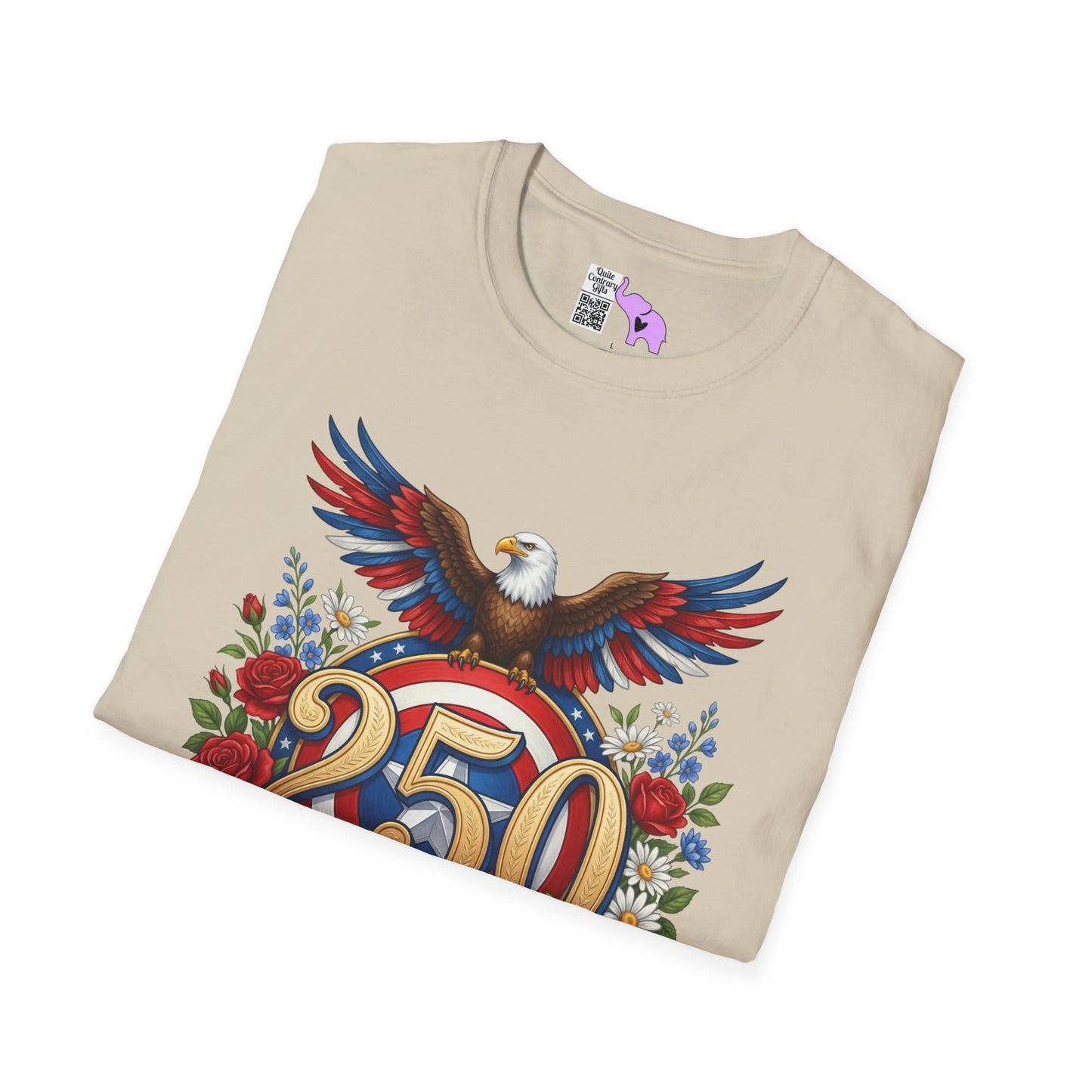 Bald Eagle & Flowers 250 Years of Freedom 1776-2026 Anniversary Adult T-shirt