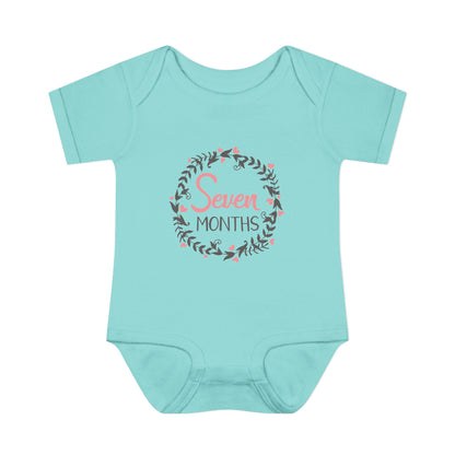 Pink Milestone Wreath Onesie-Seven Months
