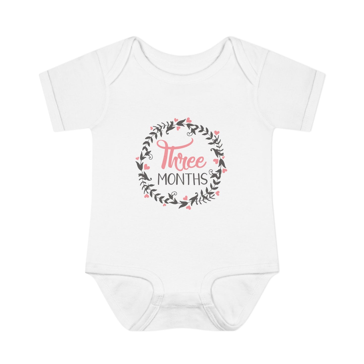 Pink Milestone Wreath Onesie-Three Months