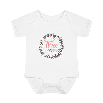 Pink Milestone Wreath Onesie-Three Months
