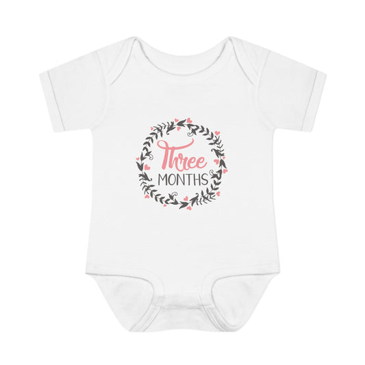 Pink Milestone Wreath Onesie-Three Months
