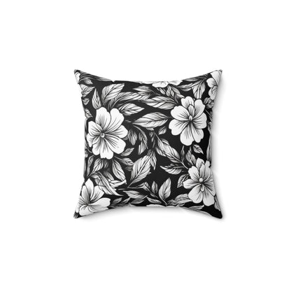 Monochrome Paradise Bloom Throw Pillow