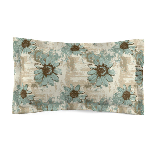 Rustic Teal Daisy Pillow Sham