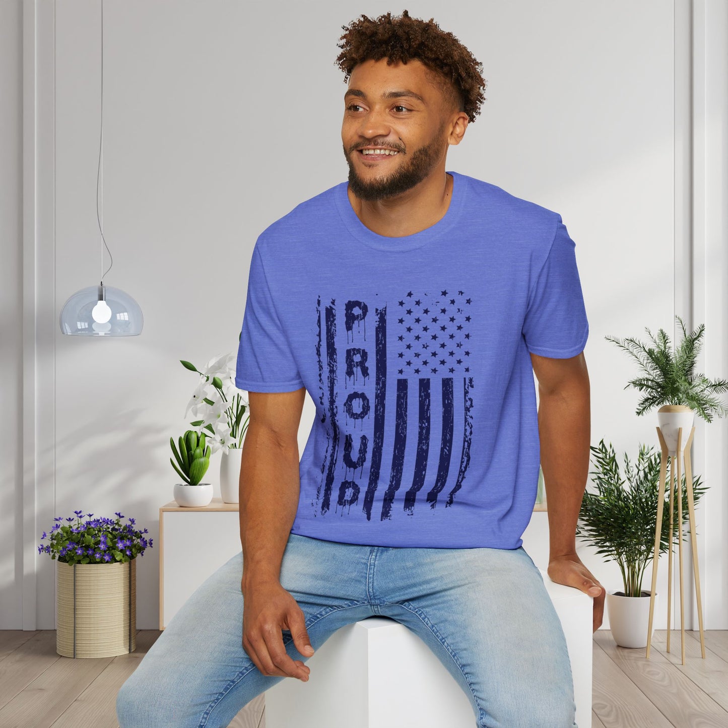American Proud (Vertical Flag) Adult T-shirt