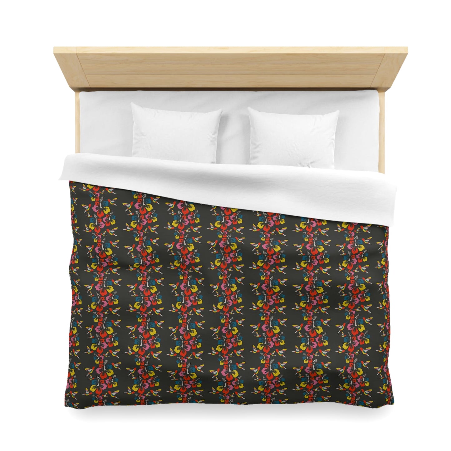 Hummingbirds & Hibiscus Flowers Microfiber Duvet Cover