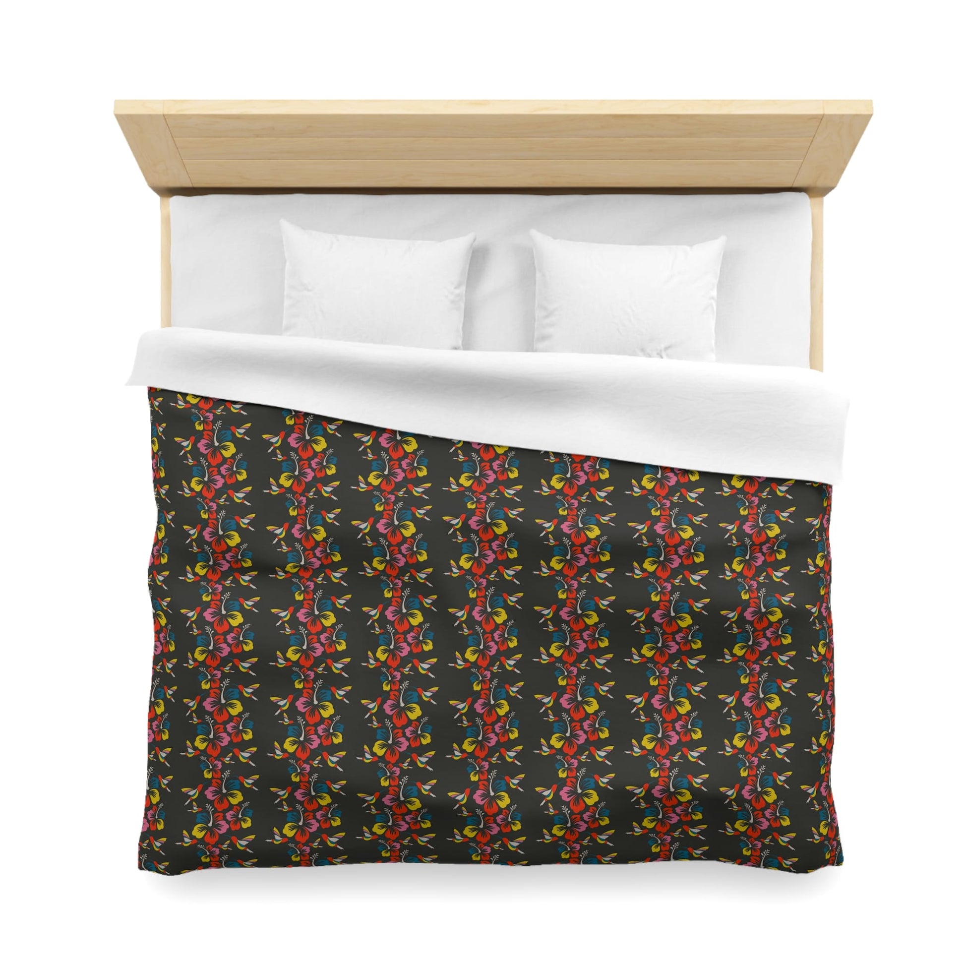 Hummingbirds & Hibiscus Flowers Microfiber Duvet Cover