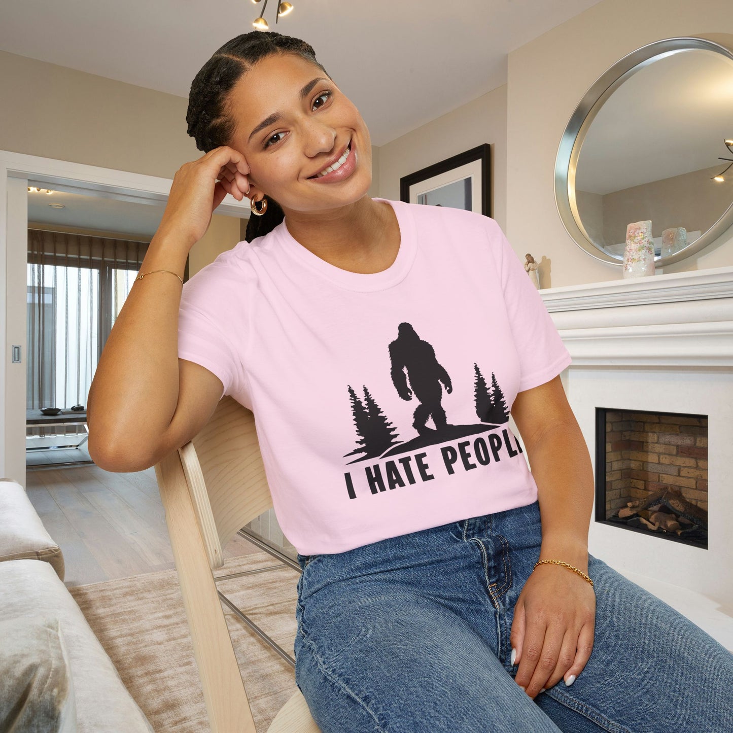 Bigfoot: I Hate People Adult T-shirt
