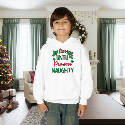 Nice Until Proven Naughty Youth Heavy Blend Hooded Sweatshirt