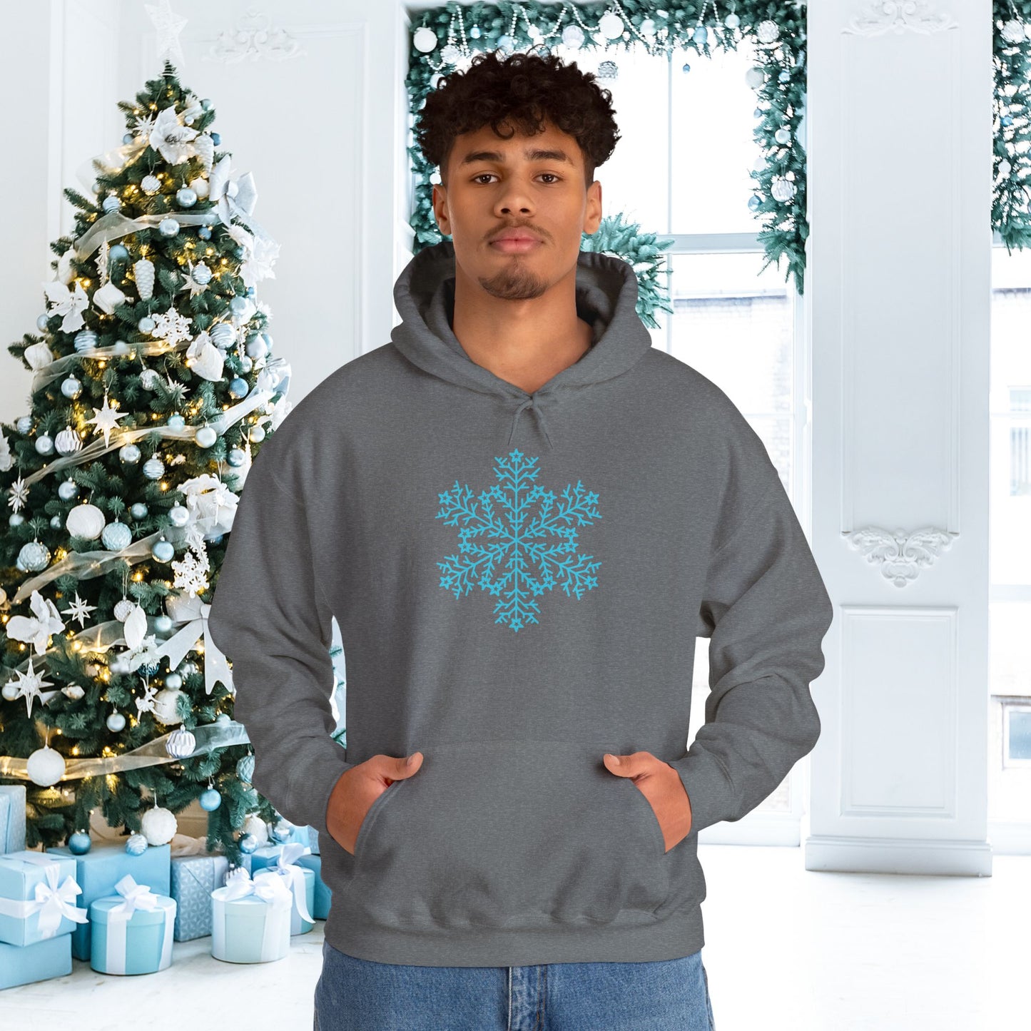 Large Snowflake Adult Heavy Blend™ Hooded Sweatshirt