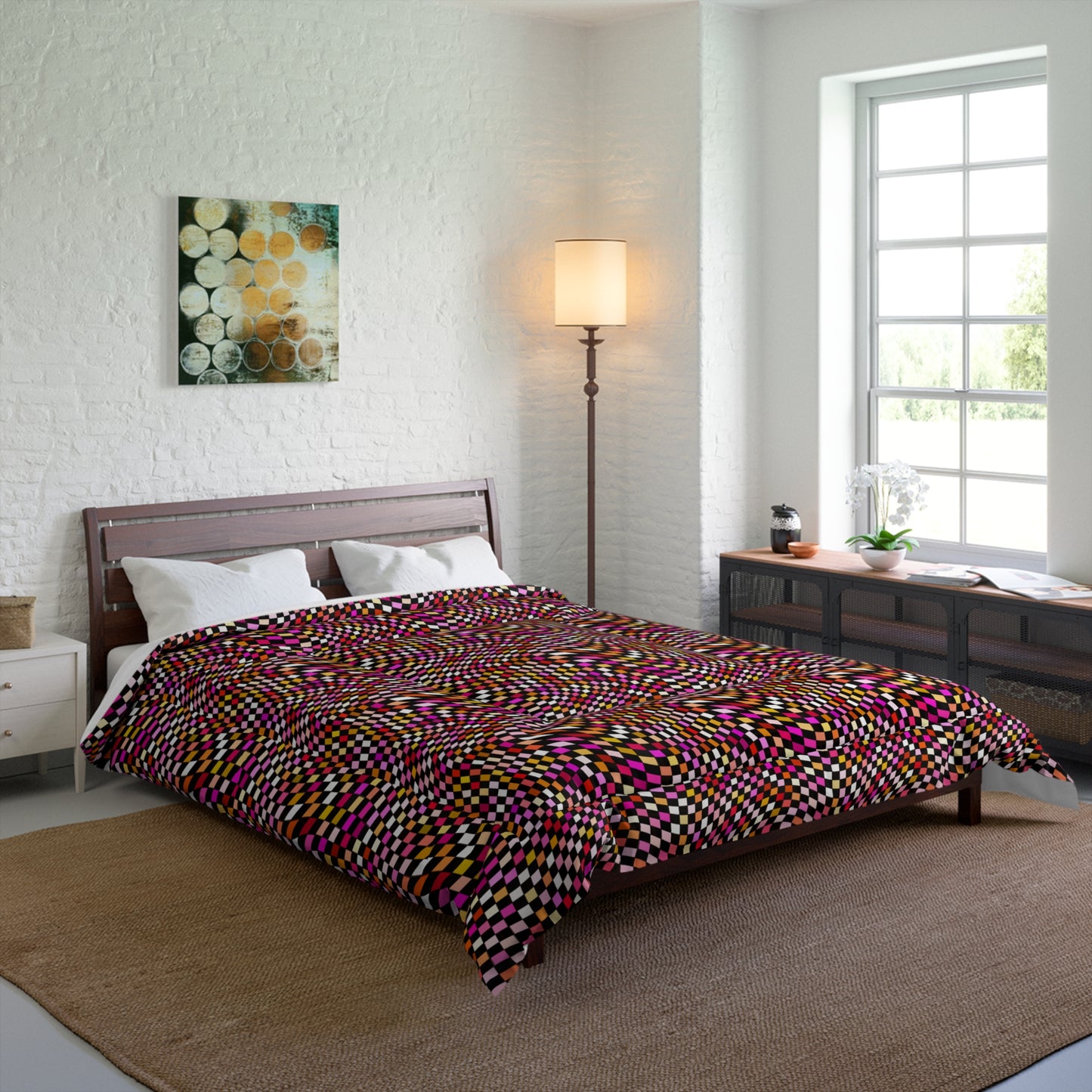 Warped Red Checkered Comforter