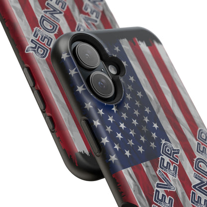 Never Surrender American Flag MagSafe® Compatible Tough Case for iPhone