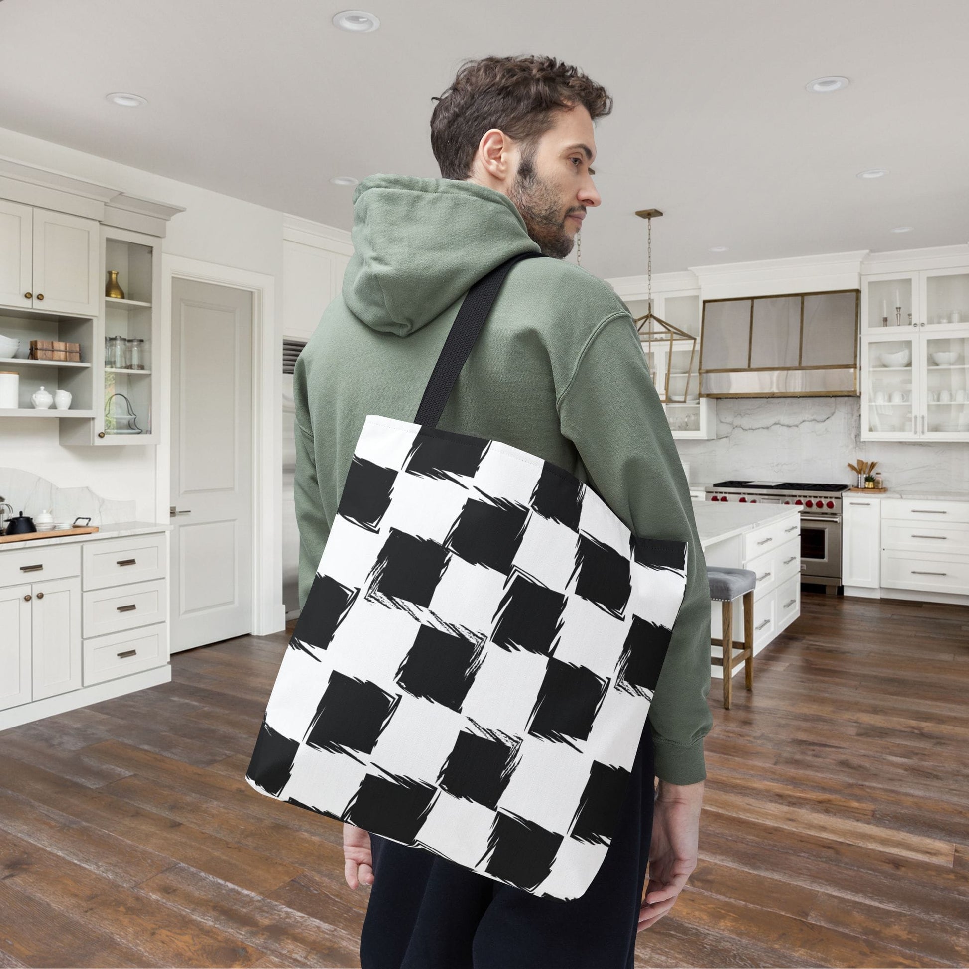 Distorted Check Canvas Tote Bag