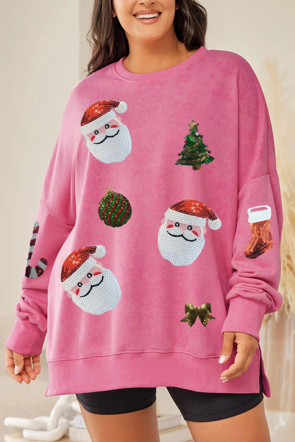 Women's Christmas Sequined Santas Sweatshirt