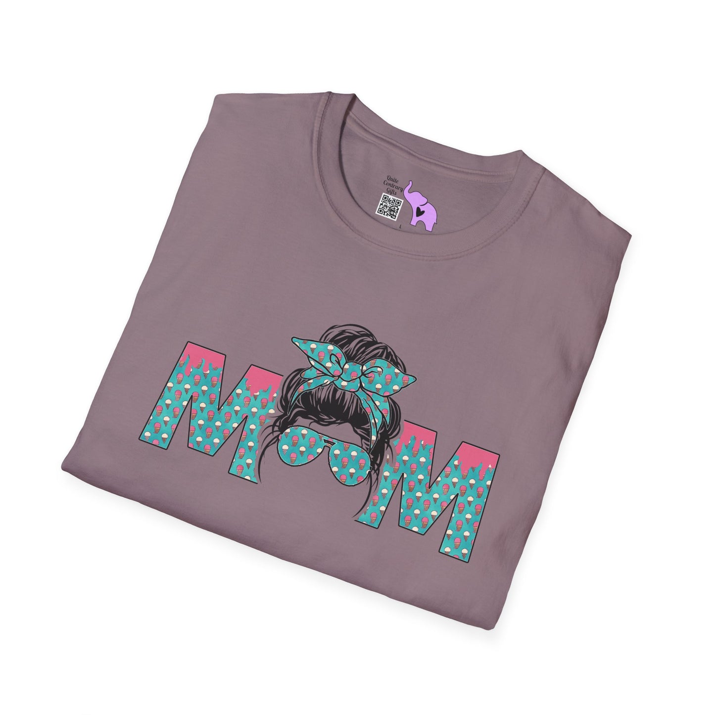Mom (Teal/Pink Cheetah Print) Adult T-shirt