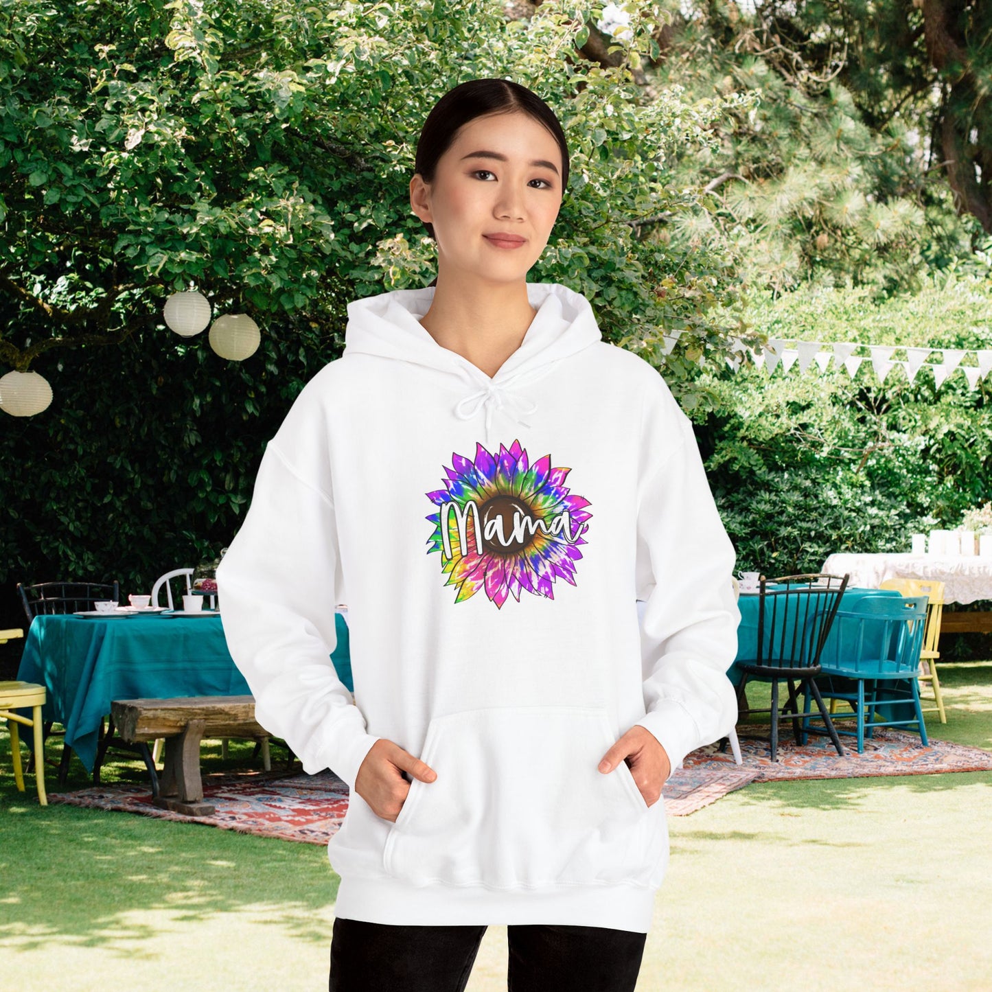 Mama Tie Dye Sunflower Heavy Blend™ Hooded Sweatshirt
