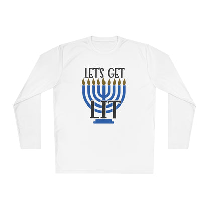 Lets Get Lit Menorah Adult Long Sleeve Tee