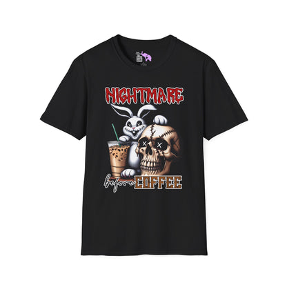Nightmare Before Coffee (Voodoo Bunny/Skull) Adult T-shirt