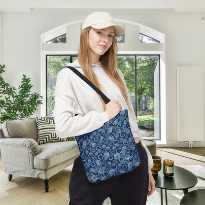 Blue Hexagons Canvas Tote Bag