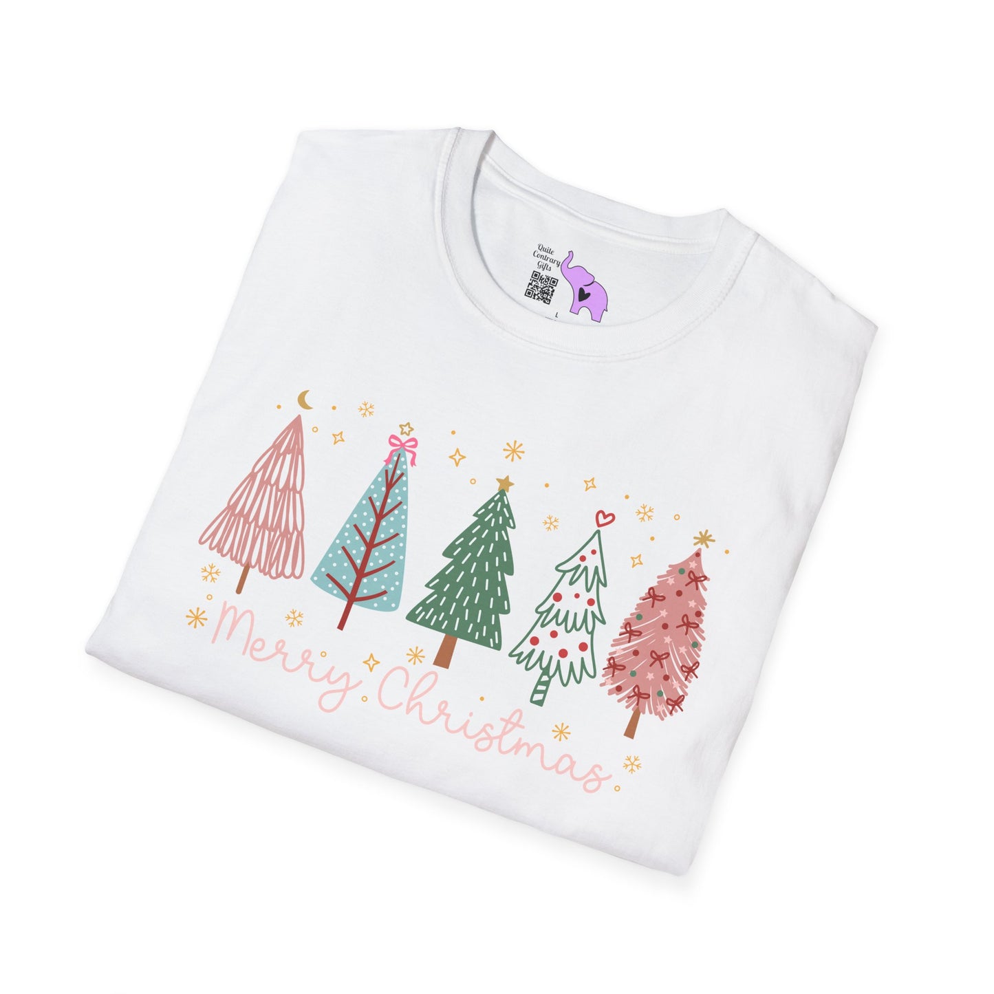 Merry Christmas Trees & Stars Adult T-shirt