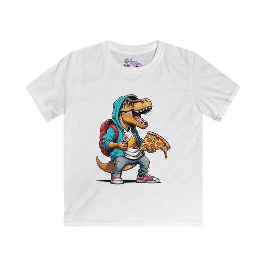 Dinosaur w/Pizza Youth Softstyle Tee