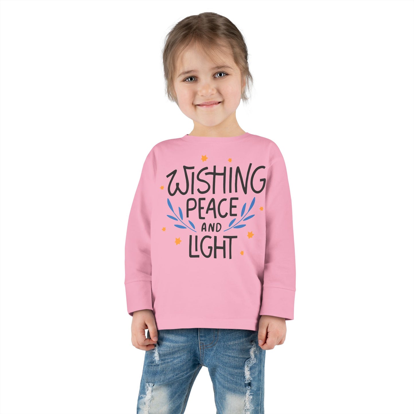 Hanukkah Wishing Peace & Light 3 Toddler Long Sleeve Tee