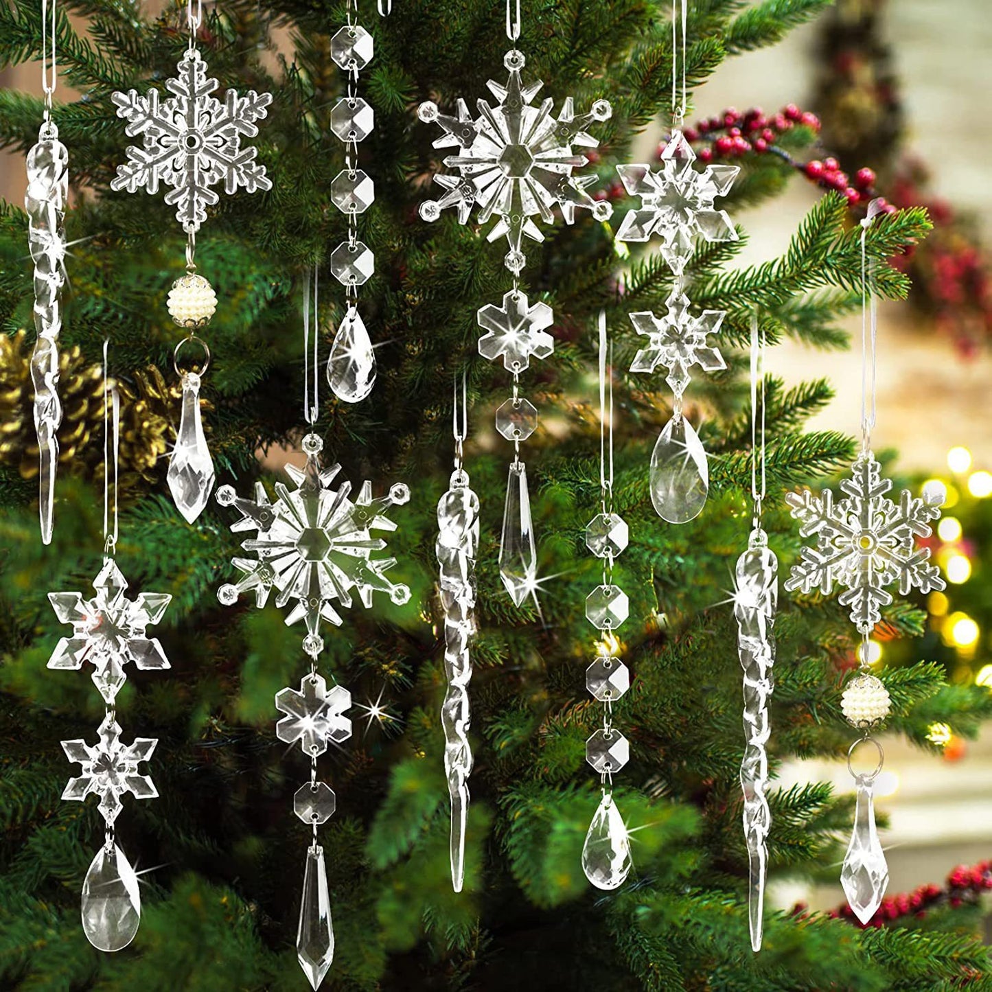 10pcs Christmas Icey Tree Hanging Ornaments