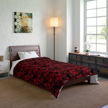 Midnight Poinsettia Garden Comforter