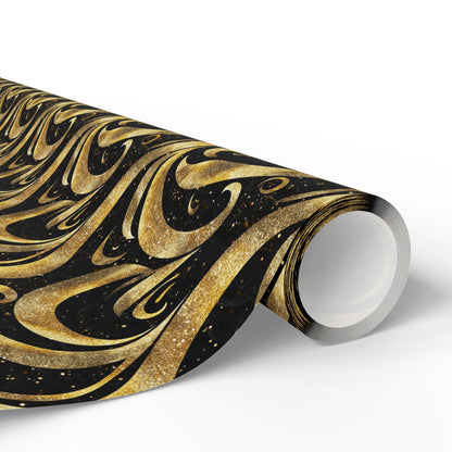 Black & Gold Luxe Swirl Wrapping Paper