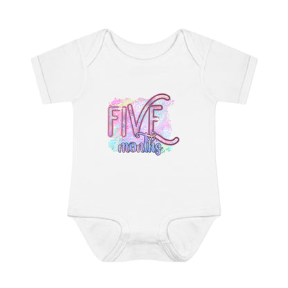 Pastel Wild One Milestone Baby Bodysuit-Five Months