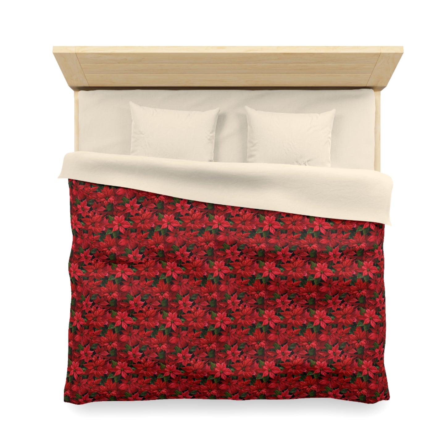 Copy of Winter Poinsettia Garden Microfiber Duvet Cover