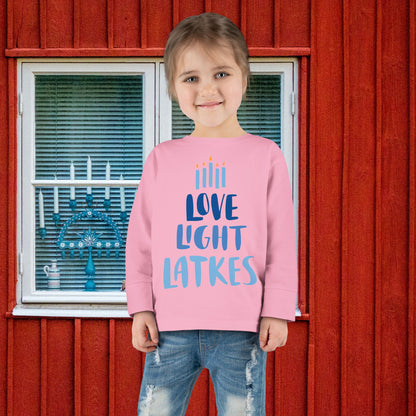 Hanukkah Love Light Latkes Toddler Long Sleeve Tee