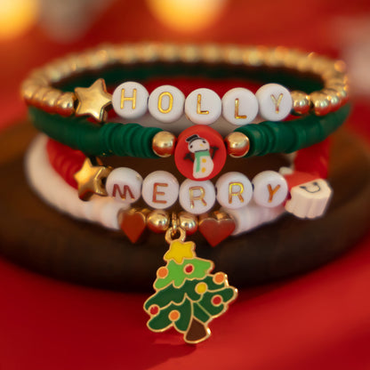 Christmas Polymer Clay Colorful Bracelet Sets