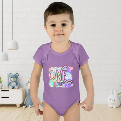 Pastel Wild One Milestone Baby Bodysuit-One Year