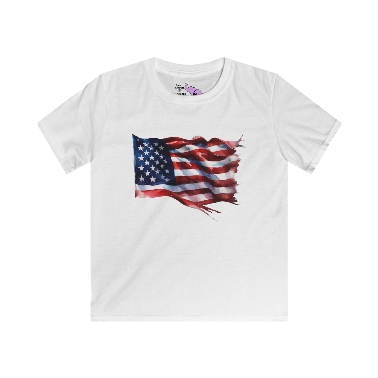 Distressed American Flag Youth Softstyle Tee