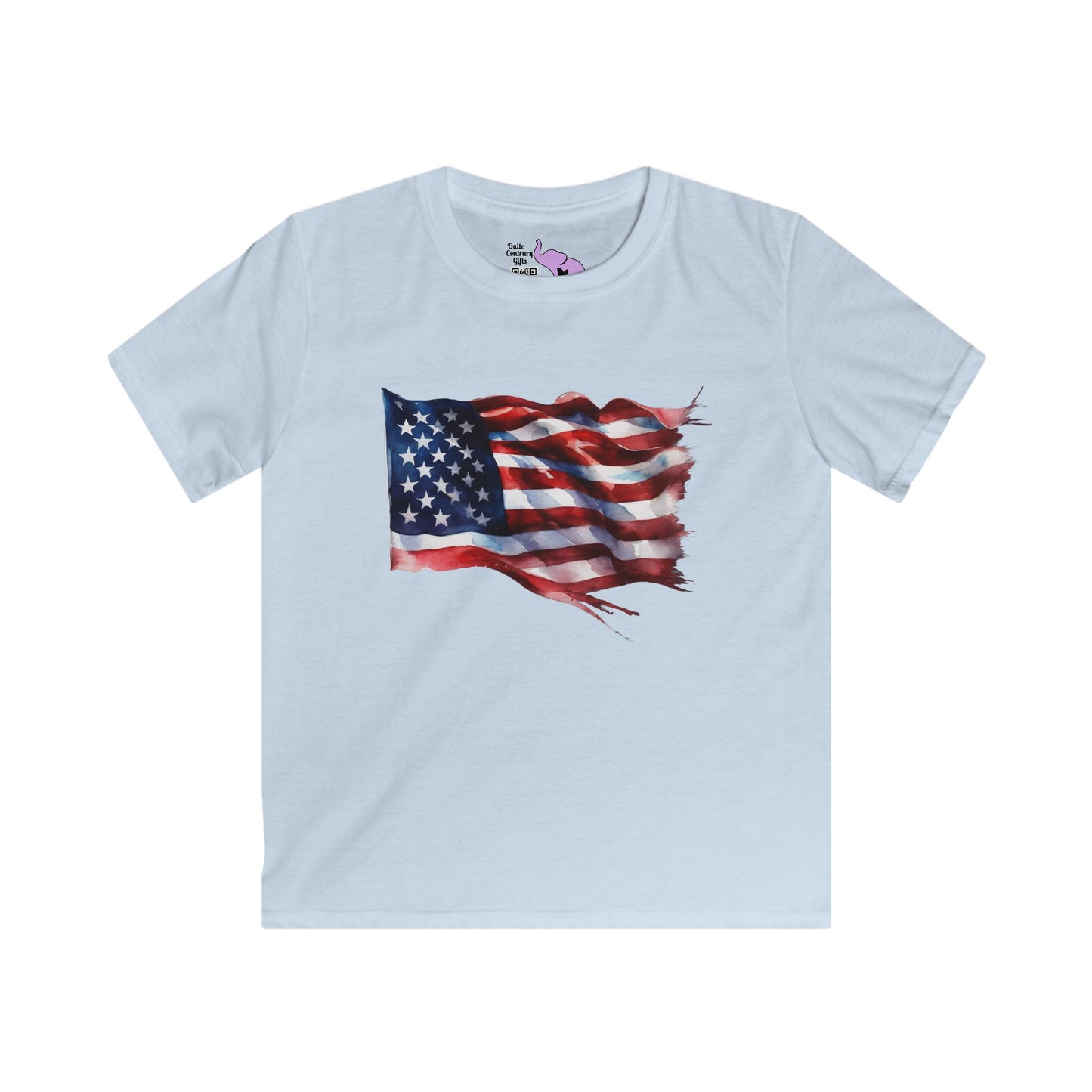 Distressed American Flag Youth Softstyle Tee