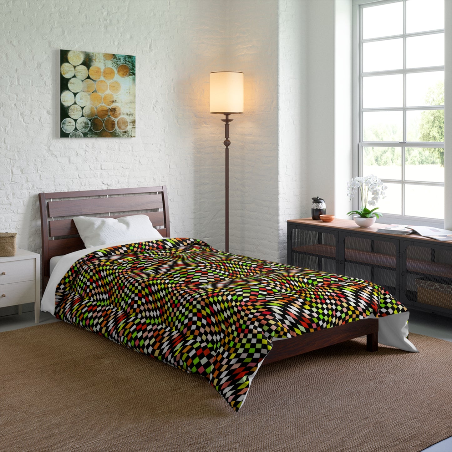 Warped Yellow/Green Checkered Comforter
